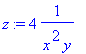 z := 4*1/(x^2*y)