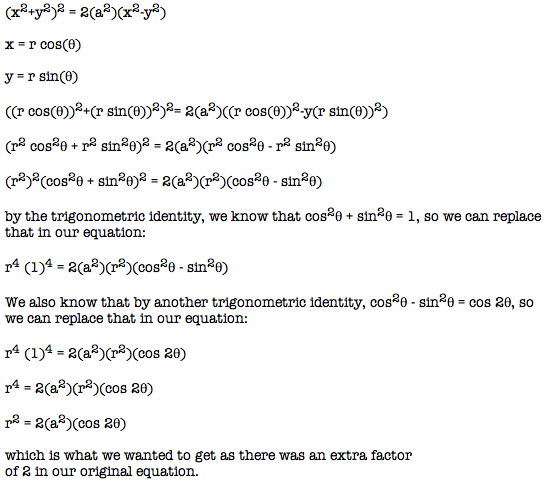 So, we have our above equation that we want to convert to polar coordinates. To do this, we simply do the following: