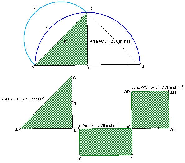  equal to the area of triangle, then the lune can be squired as follows.