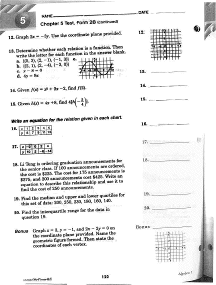 Precalculus Chapter 5 Test Answers