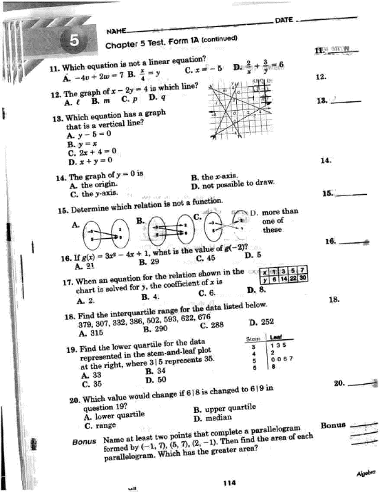 Precalculus Chapter 5 Test Answers
