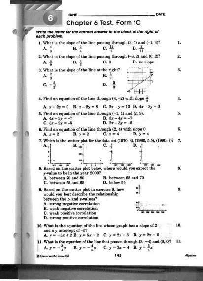 Geometry Chapter 6 Test Form A Answers