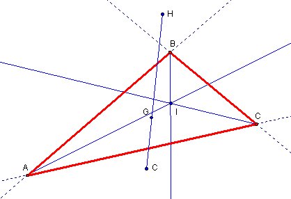 Triangle ABC with Euler line segment and I