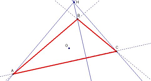 Triangle ABC with G, perpendiculars, and H
