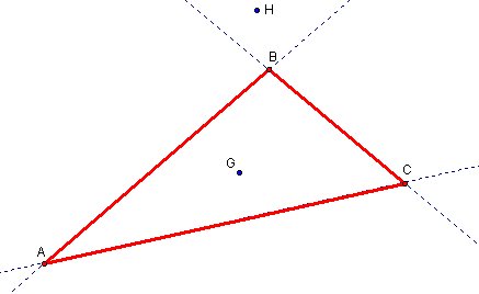 Triangle ABC with G and H