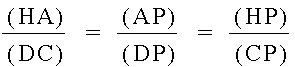 (HA)/(DC) = (AP)/(DP) = (HP)/(CP)