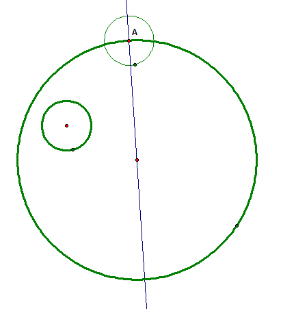 Our nextstep is to create a circle congruent to our smaller given circle with itscenter at point A.